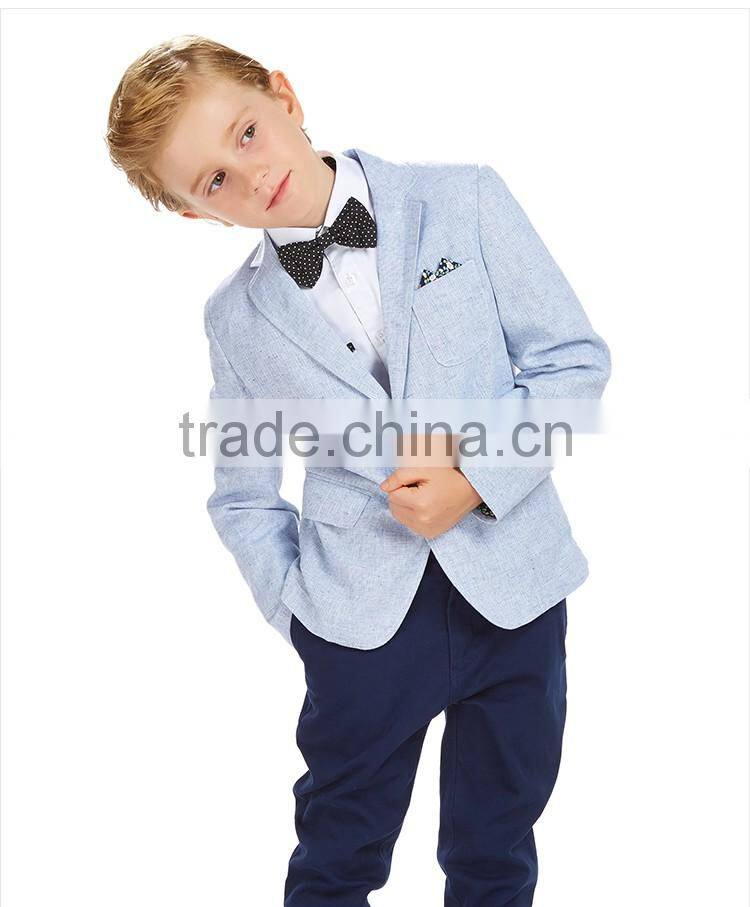 Elpa 2016 fashion kids clothes blue Linen material boy blazer Butterfly lining boy casual blazer