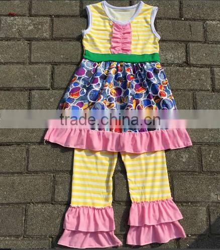 Girl Clothes Open-Seat Long Sleeve Cotton Baby Onesie Green Clover Pattern Knot Bow Organic Cotton Ruffles Romper