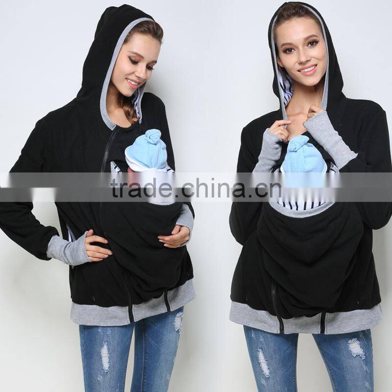 Baby Carrier Hoodie Kangaroo Warm Maternity Outerwear Coat Pregnant Zipper Coat