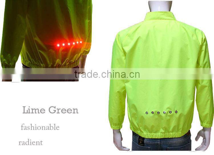 USB rechargeable flashing safety cycling sports long sleeve jacket