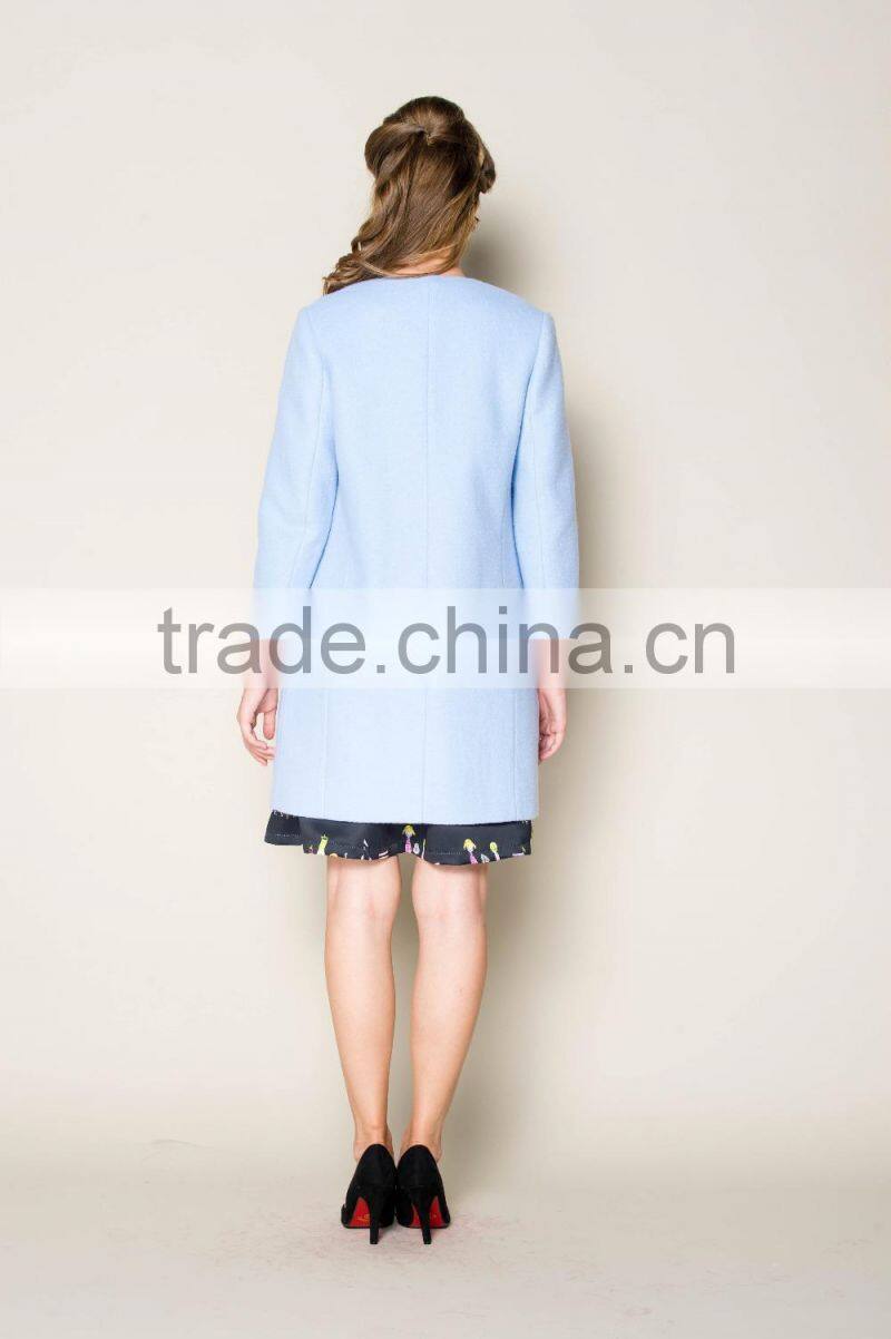 elegant blue butterfly embroidered designed high fashion european style winter coats for girls