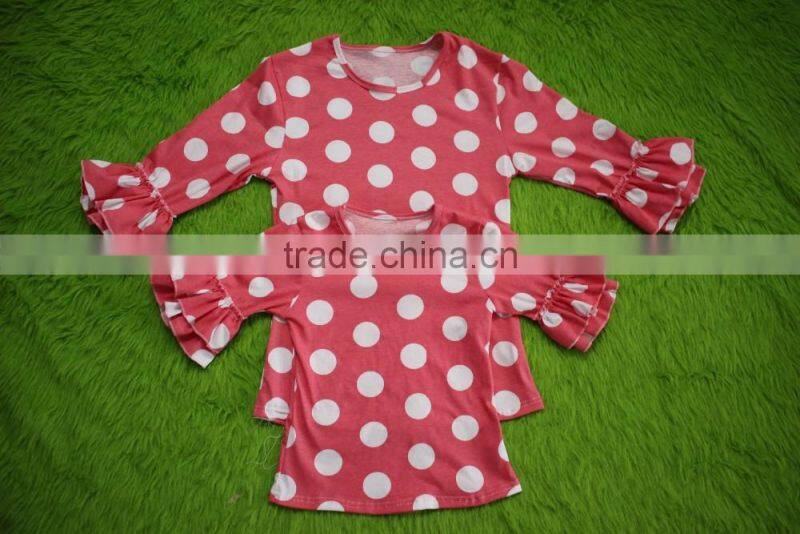 bokun factory custom made women clothing polka dots pattern blouse mom and me summer shirts
