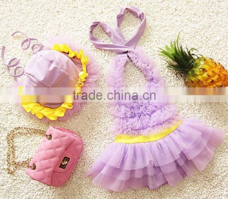 2016 Cute ballet skirt one-piece kid's swimsuit/children swimsuit
