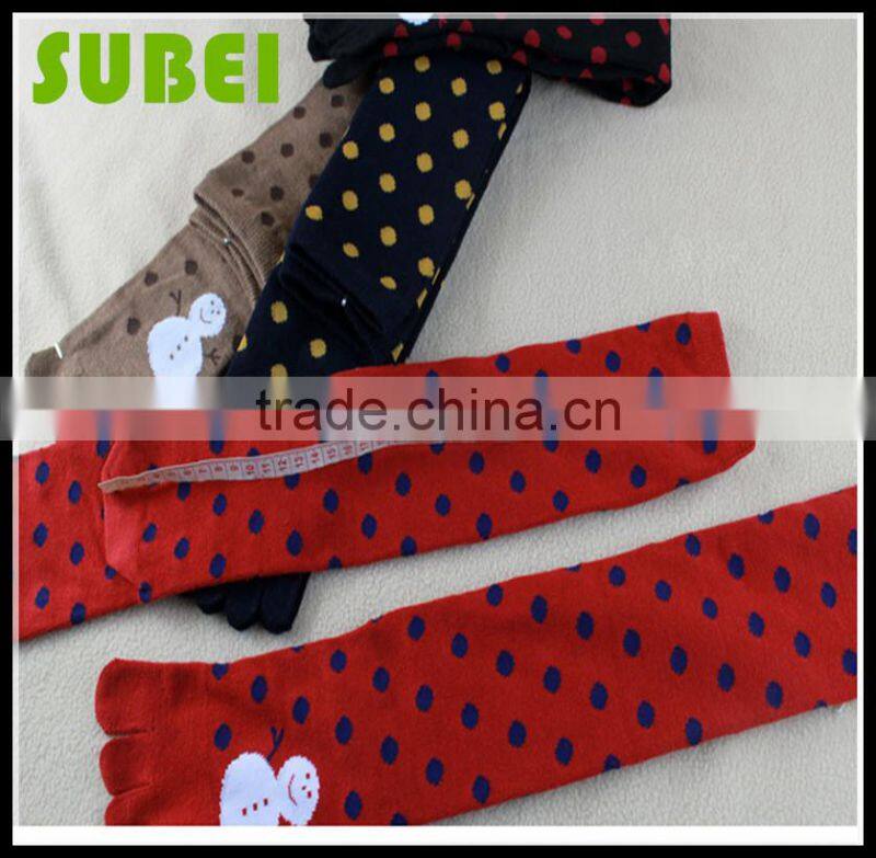 Warm Christmas stockings,Their five fingers wool mixed high boots socks