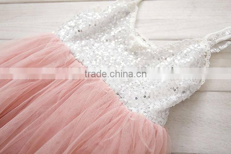 New arrival top quality silver children sequin dress girls M5070203