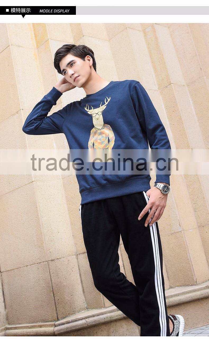 Custom Fashion Men's Printed Pullover Sweatshirts Hoodies,Wholesale Crewneck Printed Sweatshirts for Men