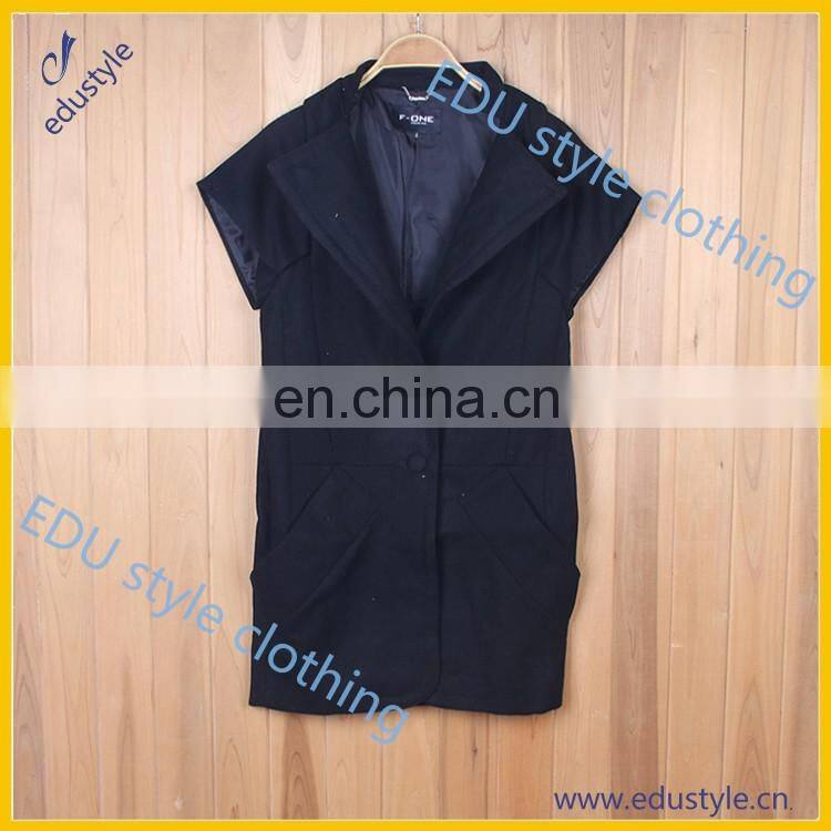 2017 Latest Design Winter Short Sleeve Woolen Coats And Jackets Woman