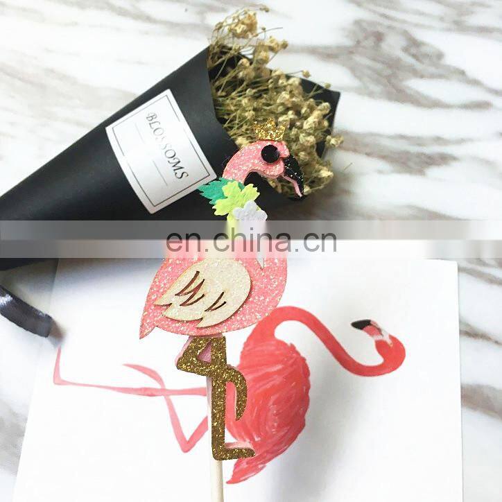 New Flamingo/Paige pig/Deer/Christmas tree felt Cupcake Toppers Party Cake Decorations