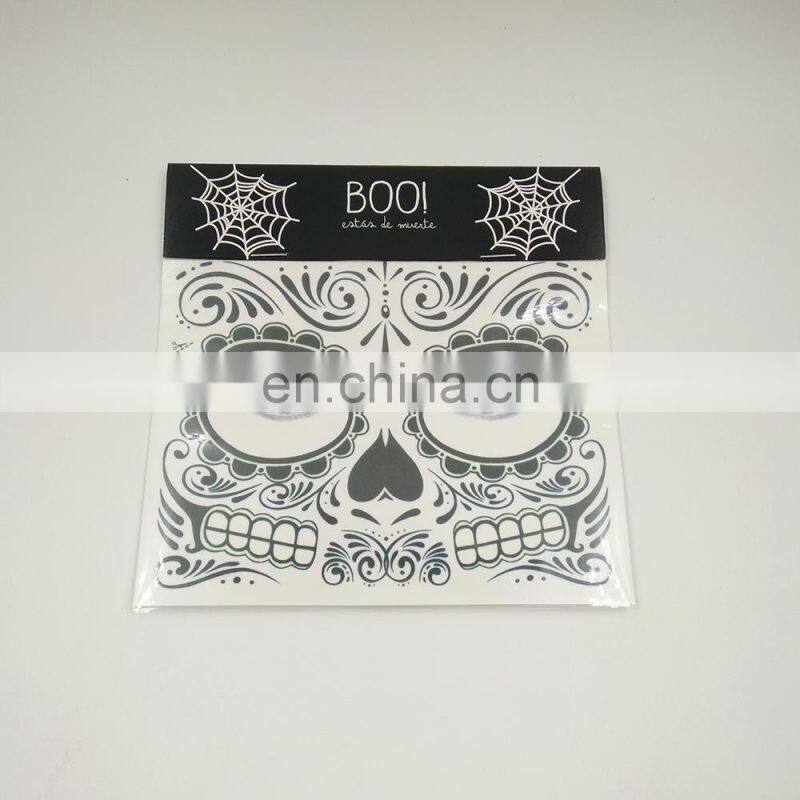 2017 Halloween decorations skull face sticker wholesale ECO-friendly Waterproof temporary tattoos sticker for sale MFJ-0079