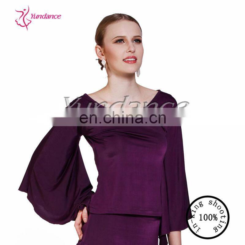 AB015 2014 High Quality Polyester Sexy Dance Shirt Brown