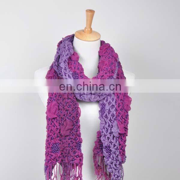 VINTAGE TEXTURED BOUNCY WRAP YARN WINTER BUBBLE RUFFLE SCARF