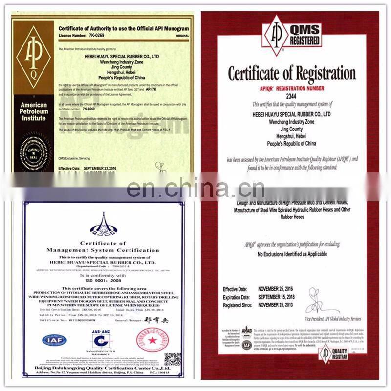 China Hebei Huayu factory sale API 7k four plies steel wire spiral rotary hose for oilfield