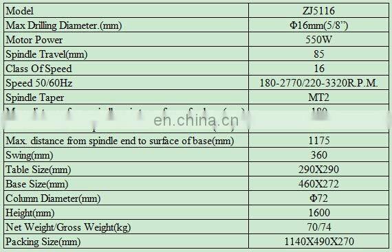 ZJ5116 portable mini drill press cheap price