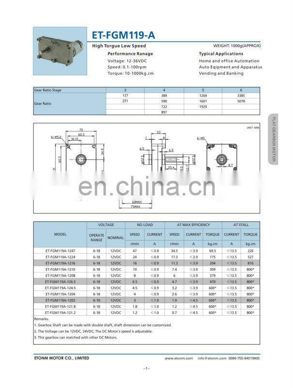 200kg.cm high torque compact gear box motor 24v