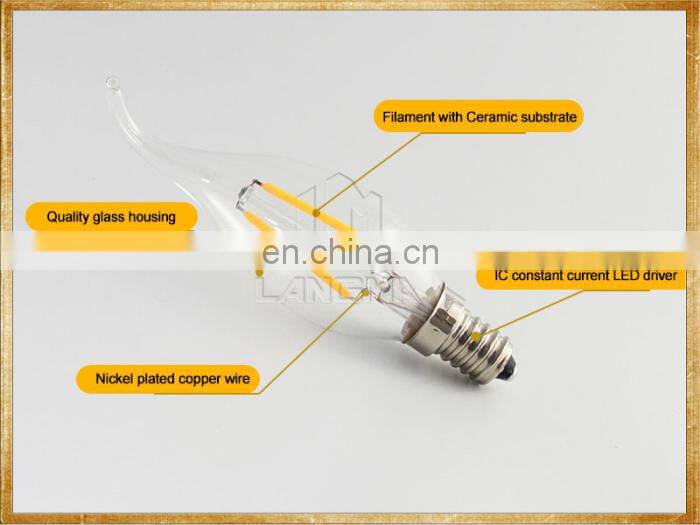 Langma high quality AC 110v 2w 4w Christmas e12 led flicker flame candle light bulbs cob decorative filament warm white