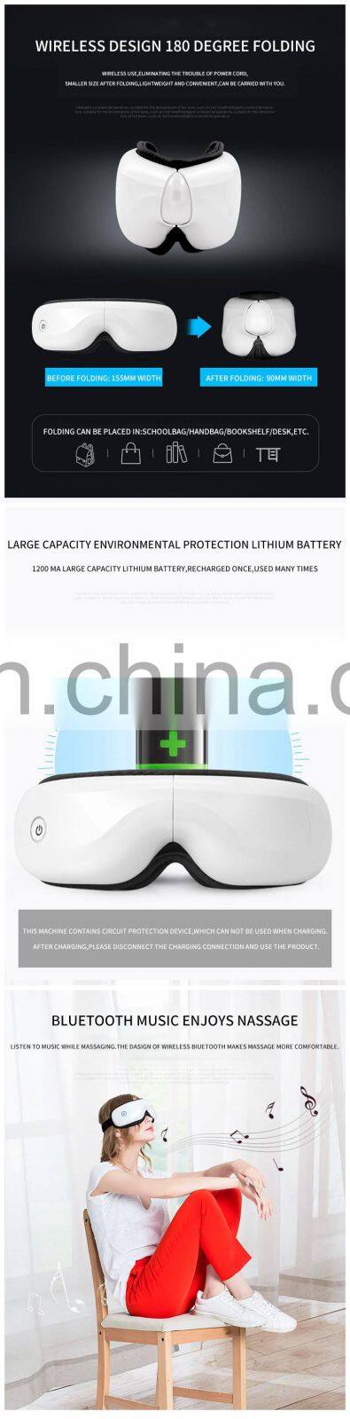 USB Bluetooth Electronic Portable Vibration Smart Eye Massager Heated