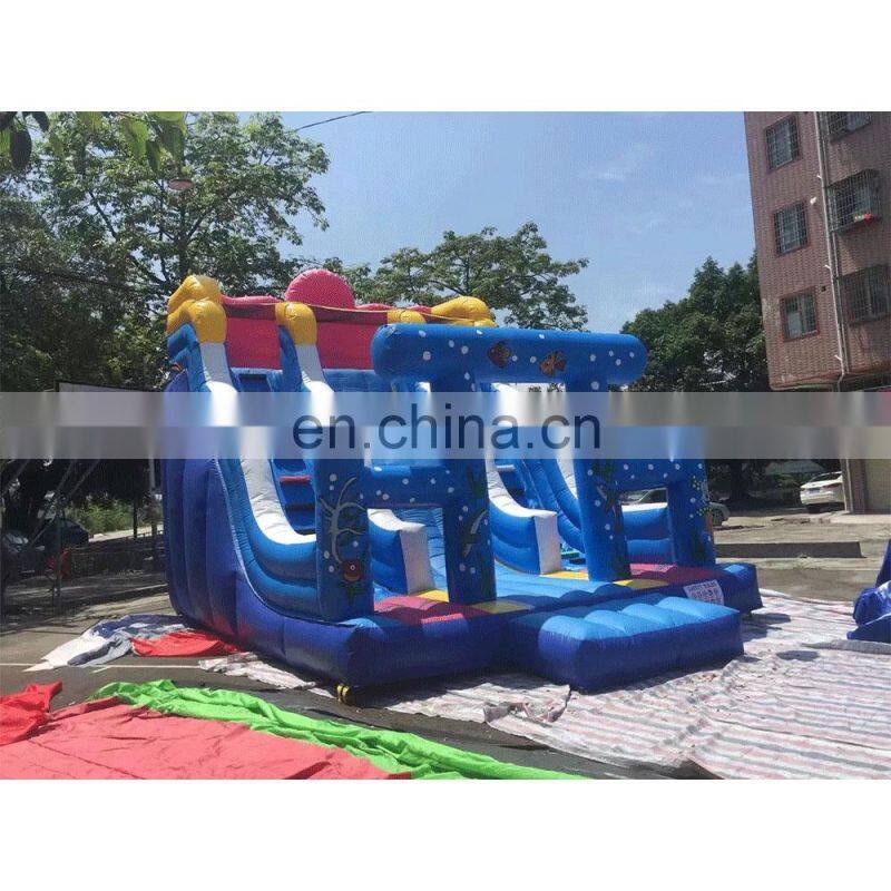 Inflatable slide amusement seaworld inflatable slide top quality inflatable blue water slides crush