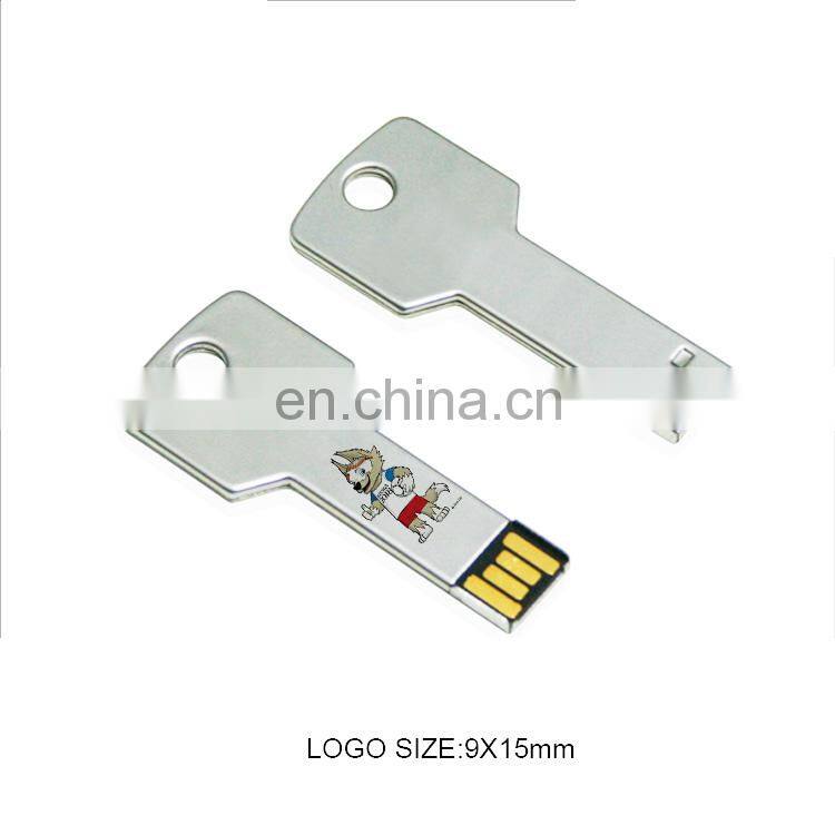 Metal custom logo white key shape stick flash usb, low price special 8gb minions