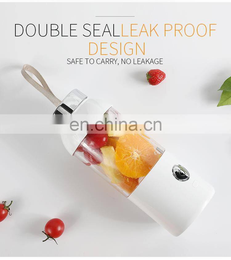 2021 New USB Rechargeable 7.4V Powerful Fruit Smoothie Mixing Portable Blender Juicer with Bottom Cover