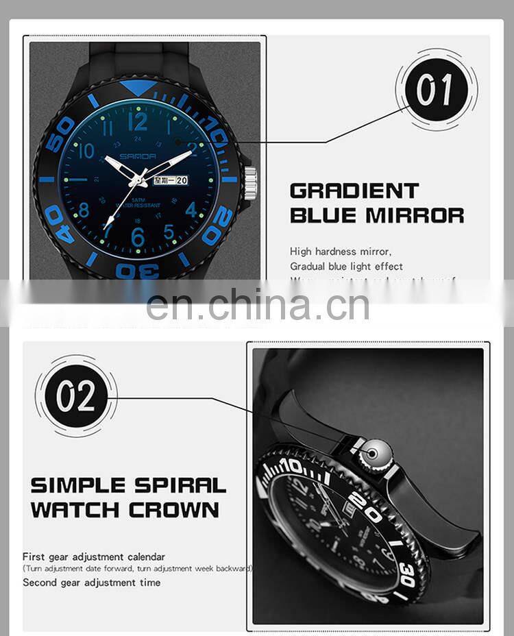 SANDA 6051 Fashion Men Quartz Watch Business Wristwatch Outdoor Sport Watch Man Waterproof