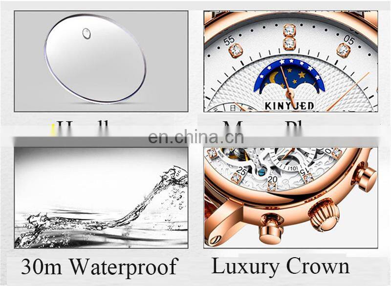 KINYUED J025 Men's Mechanical Watch Leather Belt Automatic Calendar Auto Date Luxury Men Watches