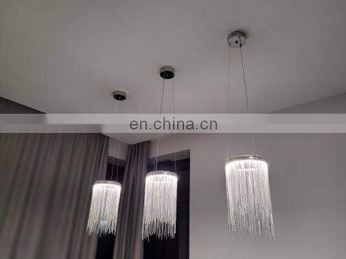 LED tassel chandelier remote modern three-color adjustable Nordic restaurant chandelier luxury hotel living lighting