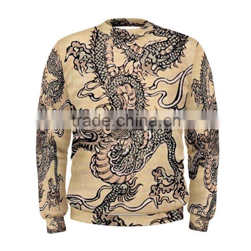 New style sublimation sweatshirts with side golden zipper with leather sleeves