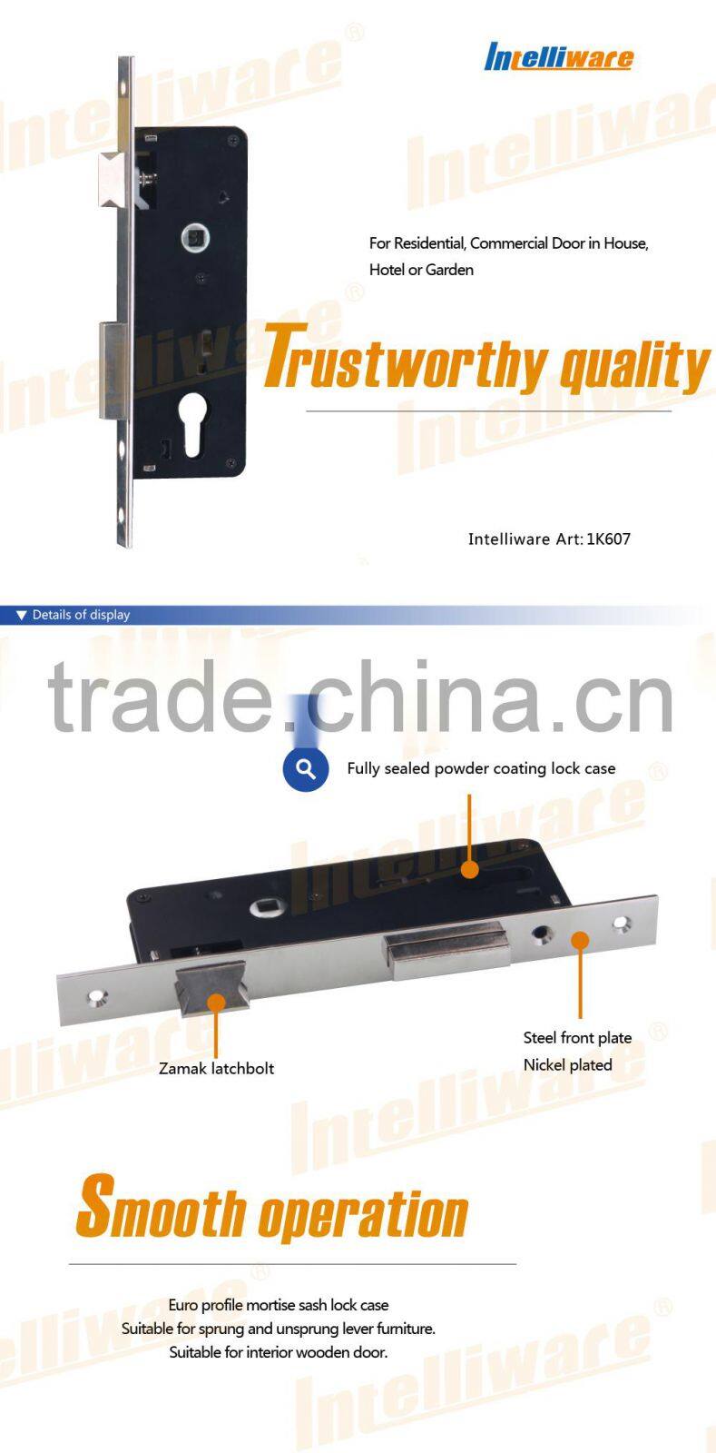 Powder coating multipoint door locks and wooden door lock
