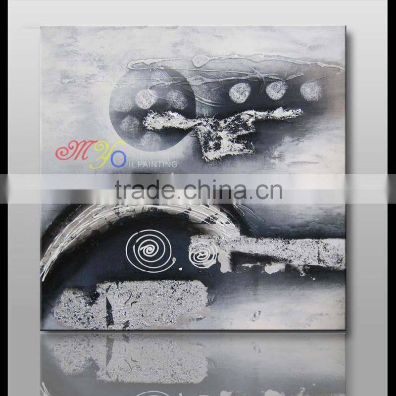 modern artwork abstract oil painting black and white colour for hotel decor