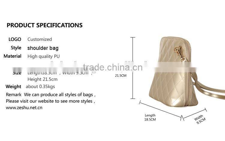 custom plain pu leather lady shoulder bag