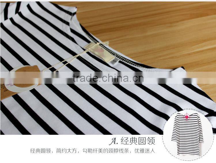 2014 Cross strip 100% cottonT shirt for ladies from alibaba china /cheap price and high quality