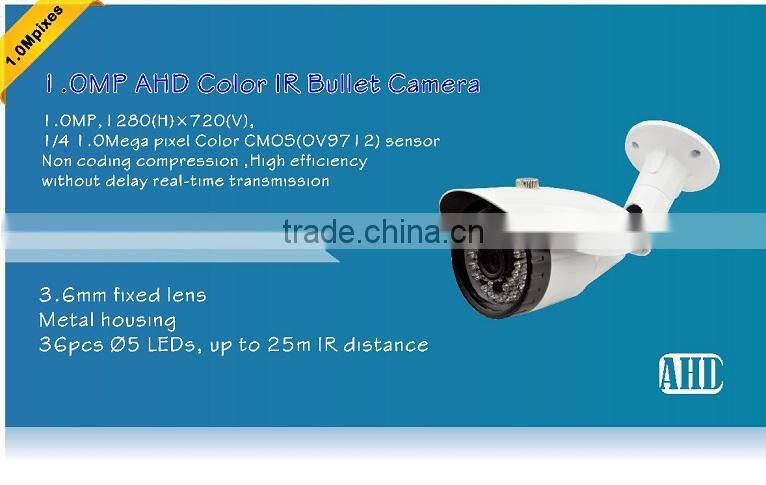 Low Cost 100% Metal IP66 Bullet CCTV AHD Camera 720P COMS 2MP Camera AHD Bullet Waterproof Night Vision 3.6mm fixed lens