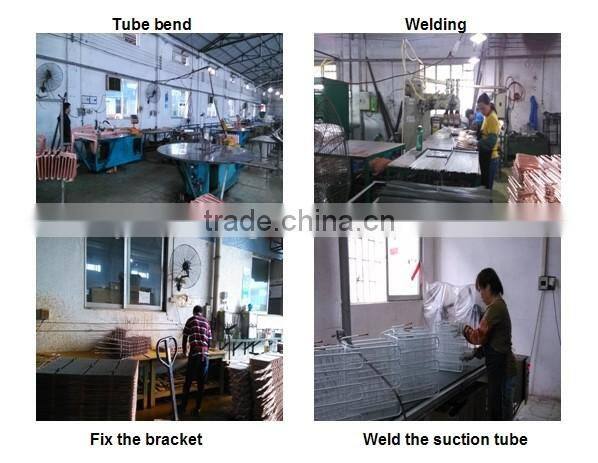 Wire-on-tube roll bond and fin refrigerator evaporator