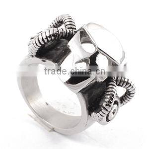 Rings for men stainless steel silver ring with skull bone