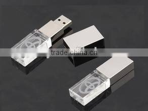 Customized Logo Engrave Promotion Mini Crystal jewellery 32GB 64GB USB Flash Memory Drive with LED Light