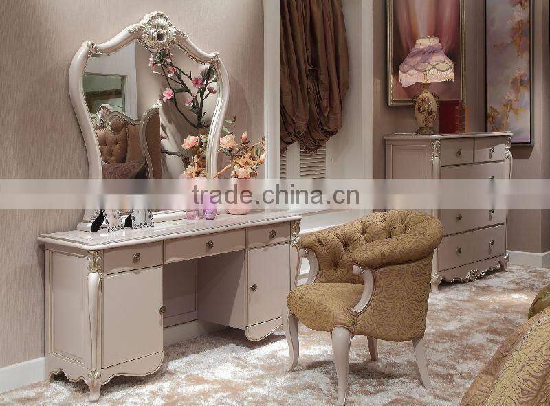 New french rococo style purple bedroom furniture set wood high back full leather bed