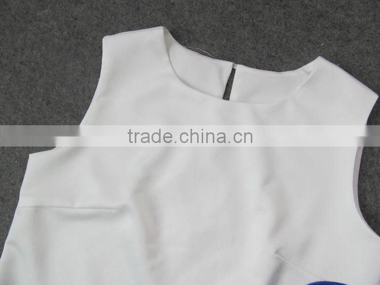 2014 Famous brand early autumn fashion style sleeveless swan printed women 2 pieces dress suits wholesale I17063