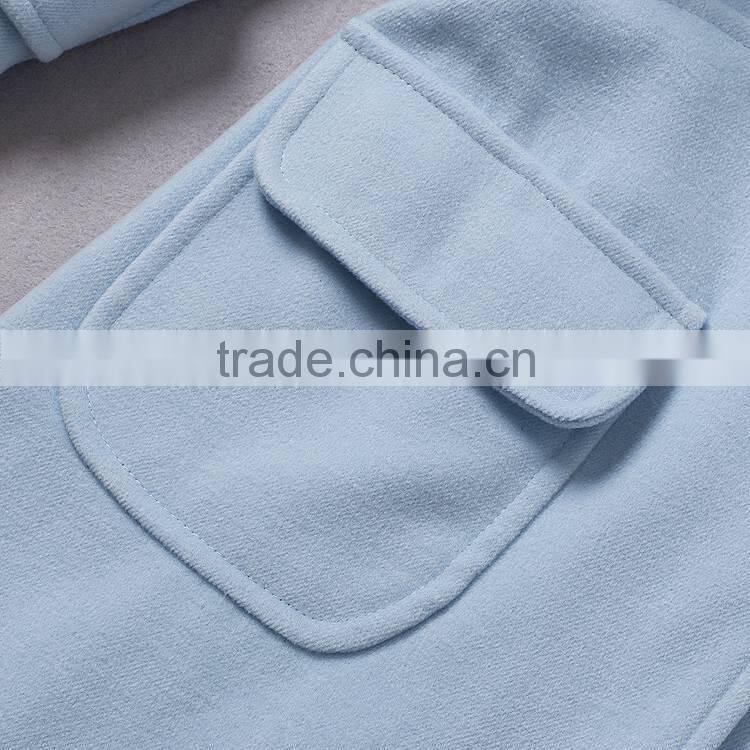 2014 hot selling slim fit high quality brands fashion woolen breasted crystal blue coat women G167