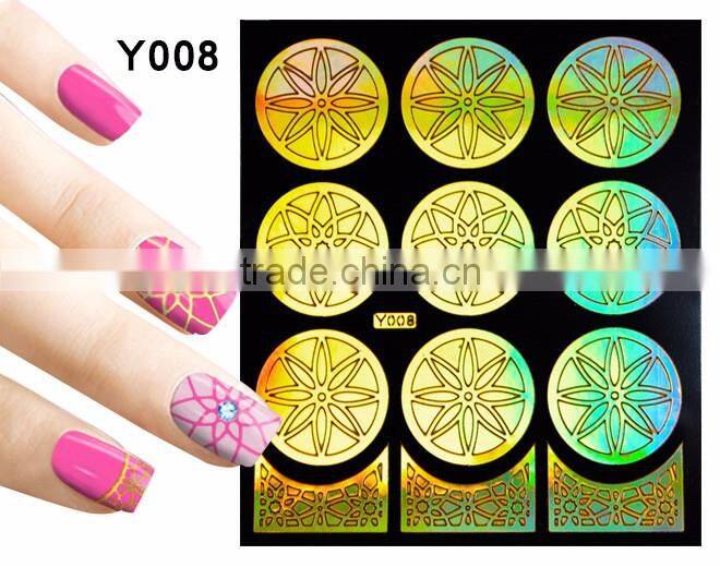 2016 colorful pvc french hollow pvc nail art design nail sticker stencil