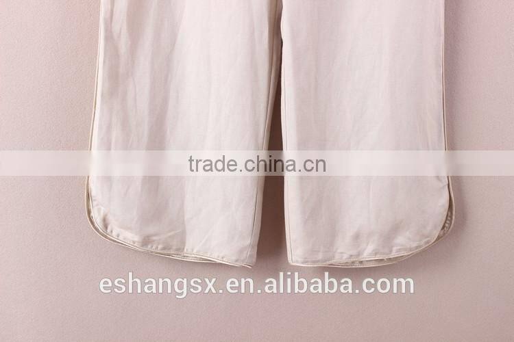 Ladies linen beige loose style lounge pants