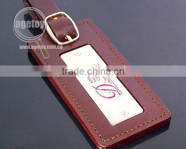 Red Leather Luggage Tag