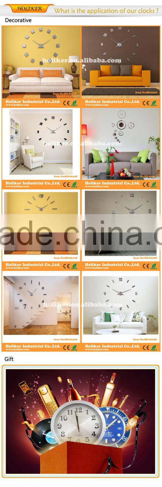 Cute new design fish acrylic DIY clock for child's room decor