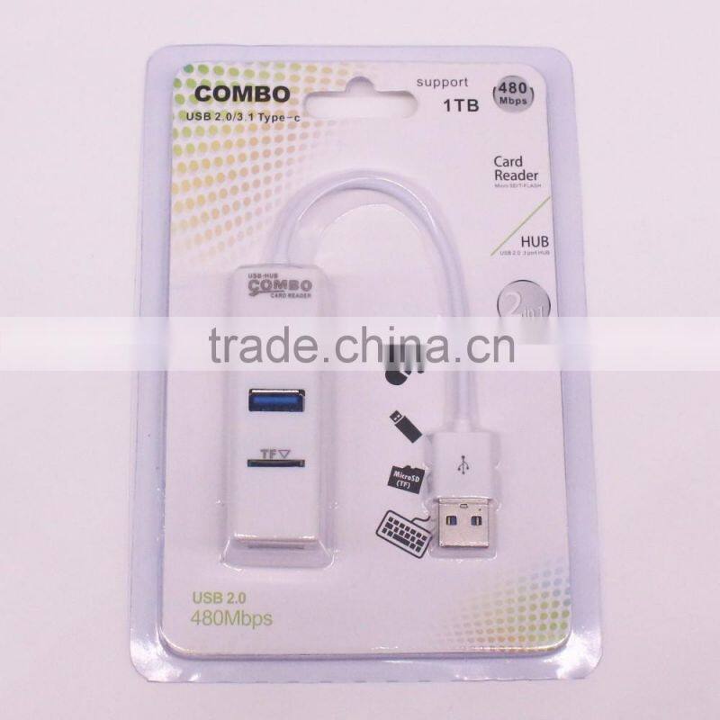 2016 usb 2.0 high speed charging 3 port usb hub white and black with OEM logo