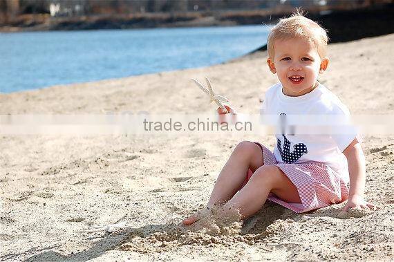 OEM design Hot Sale Seersucker boys shorts matching seersucker gingham clothing set for children