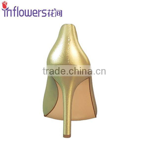 Golden color patent leather wholesale high heel shoes for eleglant ladies