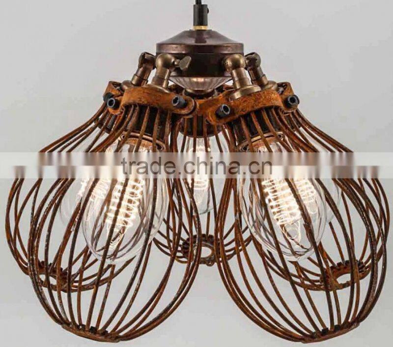Steampunk | Rusted Pendant | Five Cage Lights | Industrial Style Chandelier Lighting