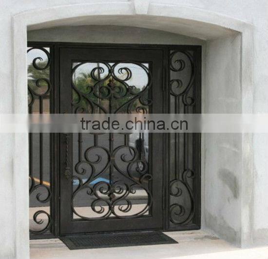 2013 Top-selling modern wrought iron double entry doors