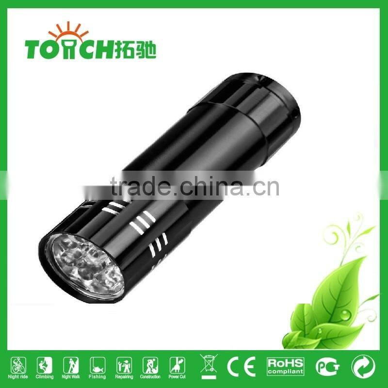 colorful mini 9 leds flashlight waterproof mini Torch flashlight for 3*AAA battery led aluminum flahslight for camping
