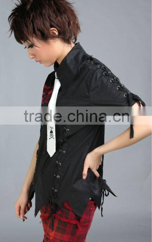 GLP PUNK Britpop interesting skeletons heat press shirt with tie 71247