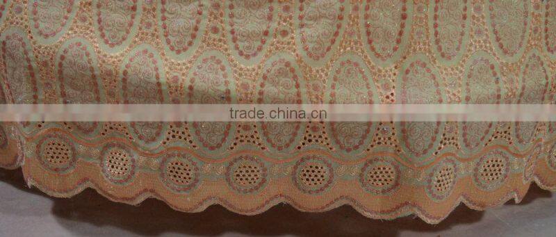 Beautiful party dress custom embroidery fabric combed cotton fabric designer dress